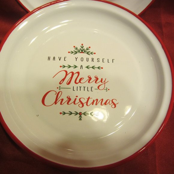ENAMEL CHRISTMAS DINING SET, 10 ITEMS, PLATES W/CANDLES TO MATCH - Picture 6 of 8